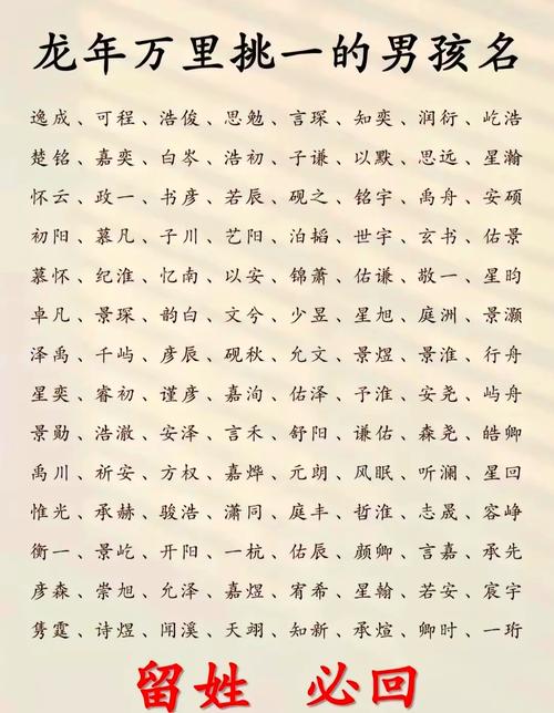 龙姓男孩取什么名字能得100分呢？