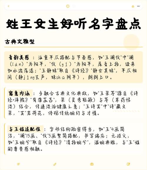 女生姓王，有没有好听的名字推荐呢？