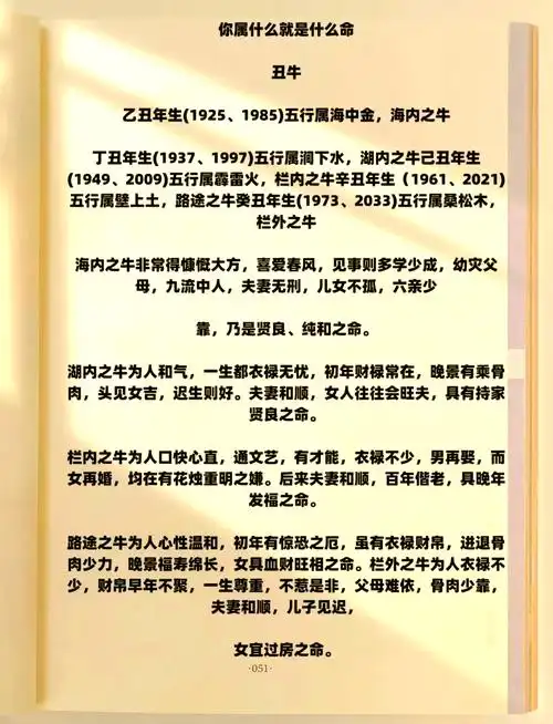 1997年属牛的人五行命理是什么？