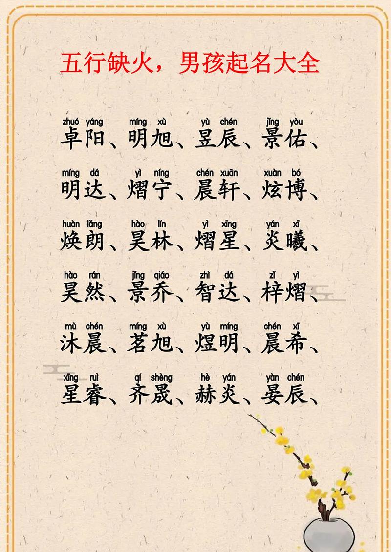 五行缺火男孩取什么名字好听？推荐男宝宝起名字大全！