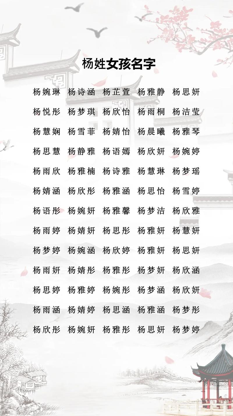 2020年有哪些好听的杨姓女孩名字推荐？