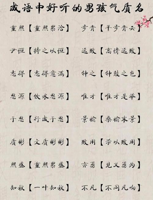 出自成语的好听名字有哪些，可以推荐一些吗？