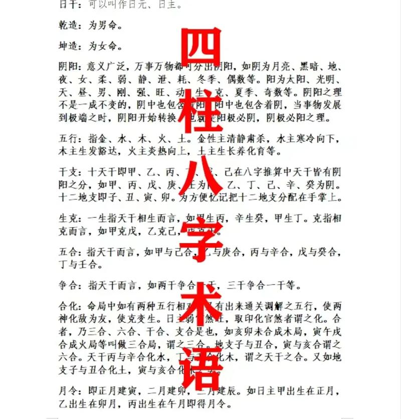 四柱八字术语具体指的是哪些占卜用语？