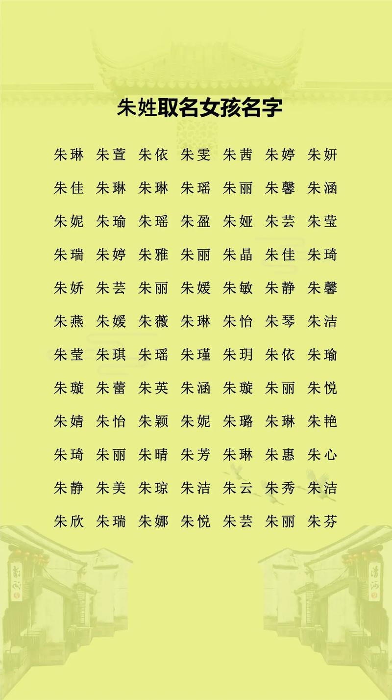 朱姓女孩好听的名字有哪些？