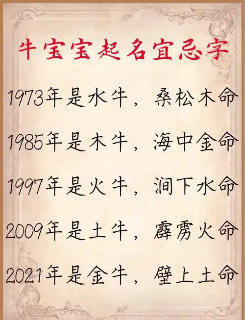 属牛取名有哪些禁忌和宜用字？