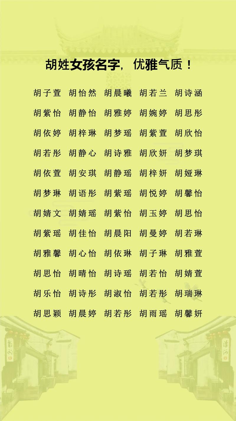 胡姓女孩取个简单大方洋气的名字，有没有什么好建议？