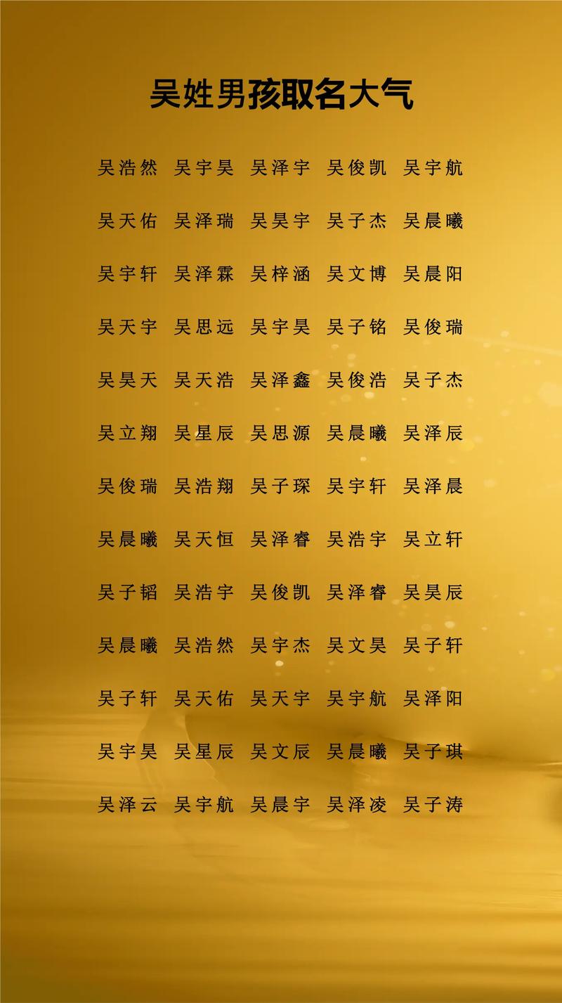 独一无二姓吴男孩名字，有没有什么好听的？