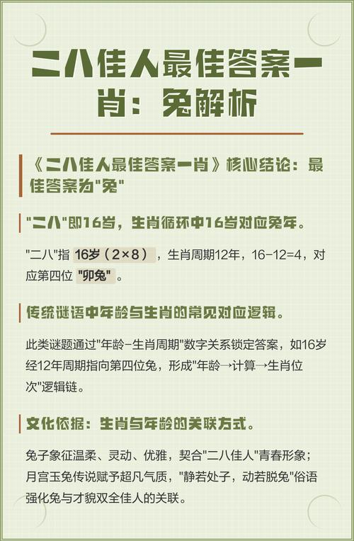 二八佳人指的是哪个生肖？最准确的生肖答案是什么？