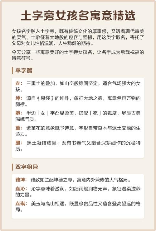 有哪些女孩名字中带有土字？