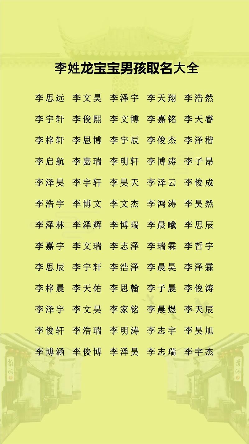 有哪些属龙男孩姓李的名字大全推荐？