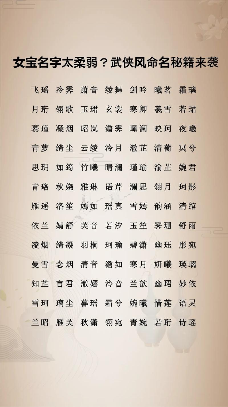 有没有好听的女生武侠风名字大全推荐？