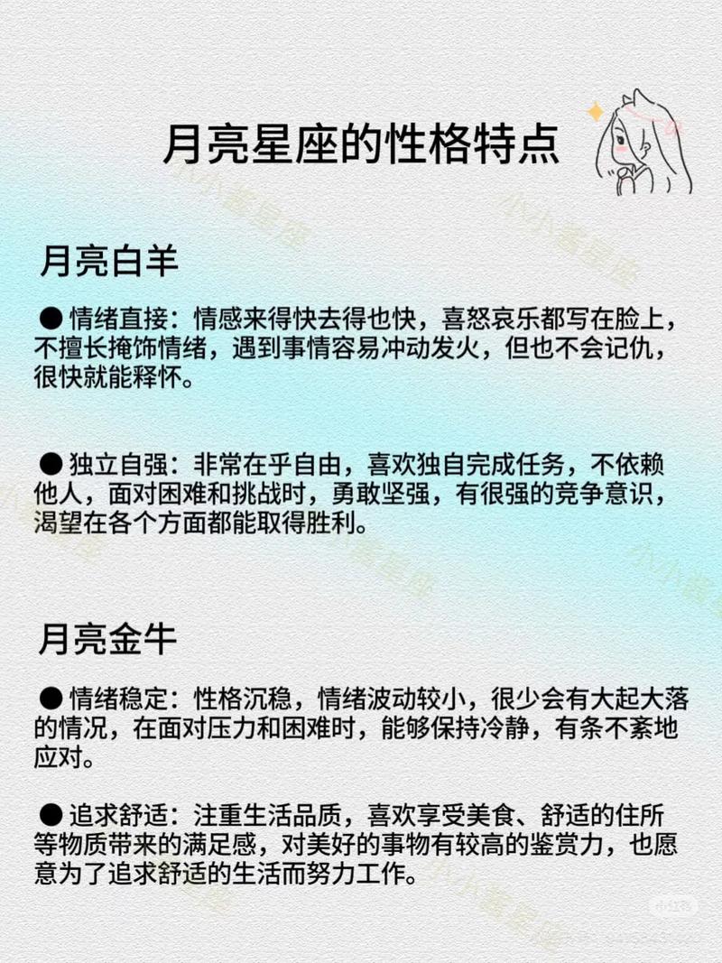 月亮星座分别代表什么含义？