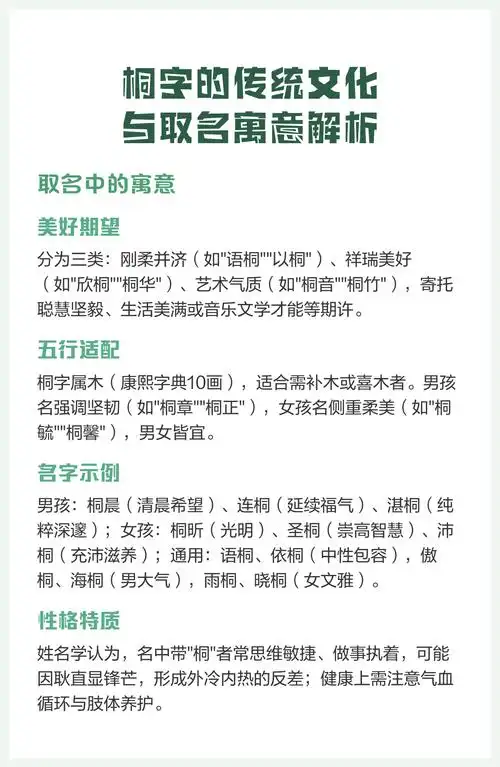 什么样的女孩名字带桐字寓意美好？