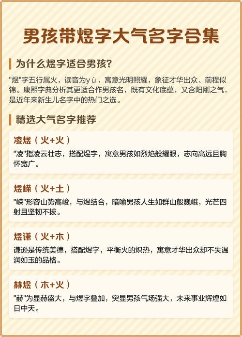 有哪些带煜字的男孩名字可依取？