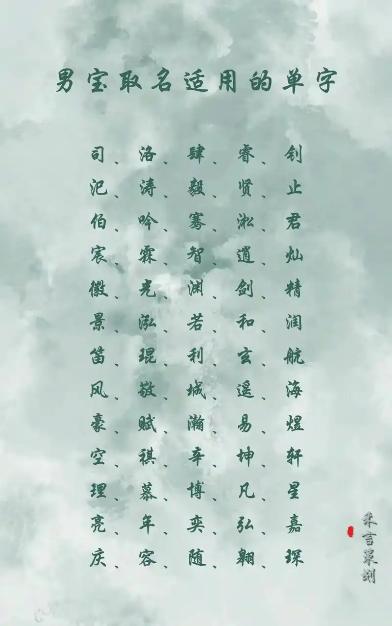 有没有适合男孩子寓意好的单字名字推荐？