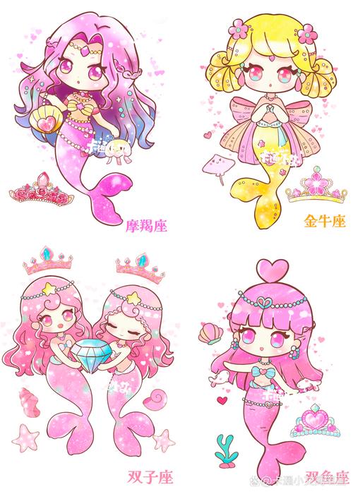 十二星座美人鱼公主中，白羊座公主的长尾简笔画是哪一幅？