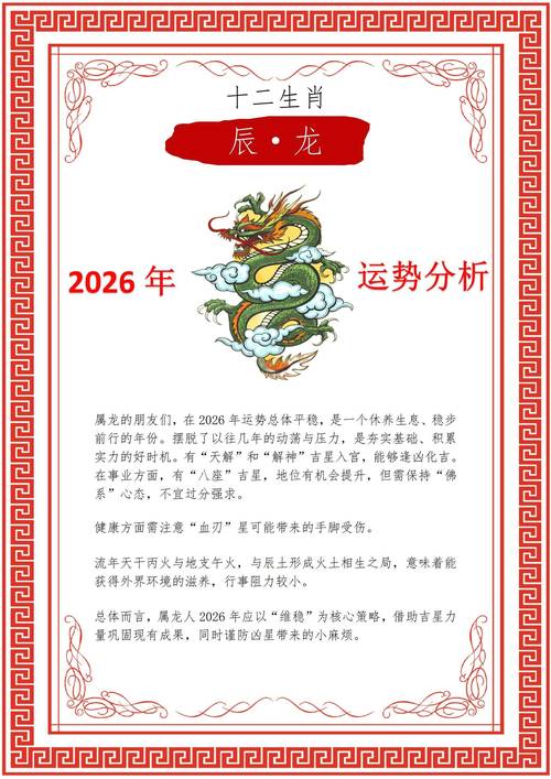 属龙人2026年全年运势运程分析具体包括哪些方面？