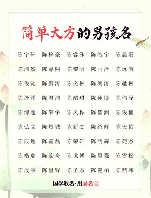 陈姓单字男孩名字有哪些，有没有忒别洋气的推荐？