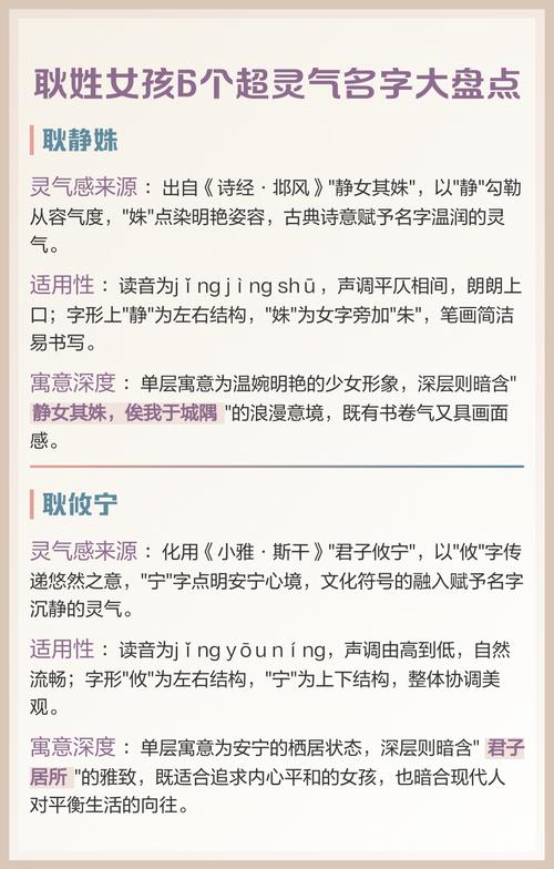 姓耿的女孩取什么名字嫩打100分？