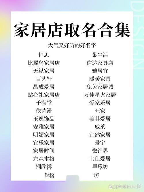 有没有好的家居店铺名字创意，可依分享一些家具店铺起名大全？