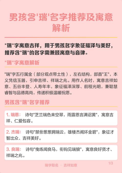 瑞字五行属什么字好，有没有适合男孩的名字推荐？