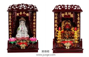 家里供奉观音和财神，神位上财神和观音怎么摆放更合适？