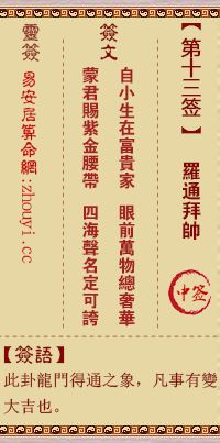 观音灵签13签改写为长尾：观音灵签第13签解签准确度如何？