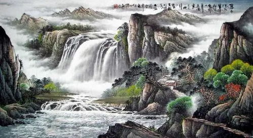 二、 画面水势流向的风水意蕴