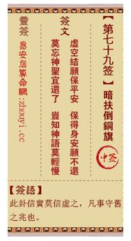 观音灵签79是什么意思？观世音灵签79的寓意是什么？