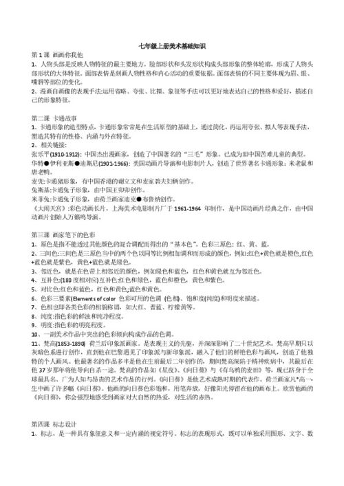 一、 美术基础知识体系概述