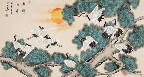 松鹤延年与孔雀开屏的吉祥表征