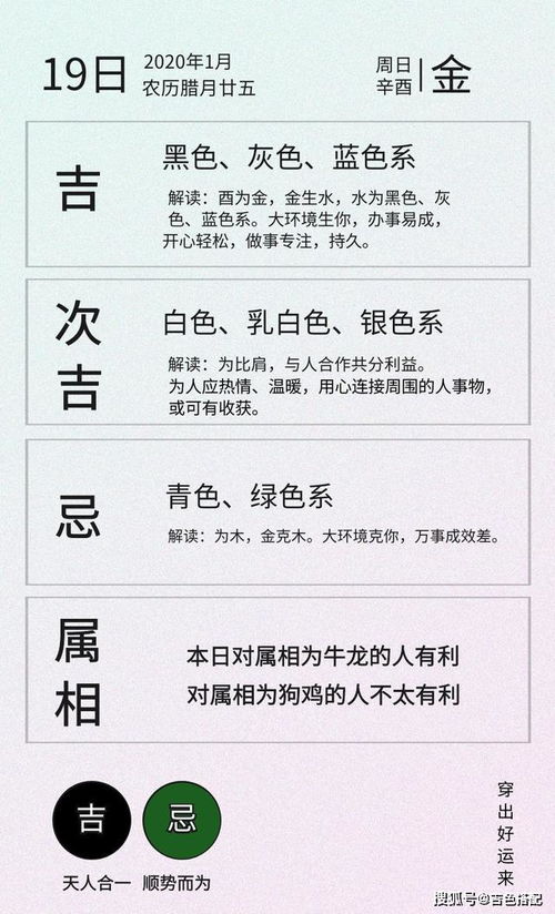 1月19日五行穿衣搭配方法是什么？