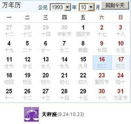 1993年9月出生的人属于哪个星座？