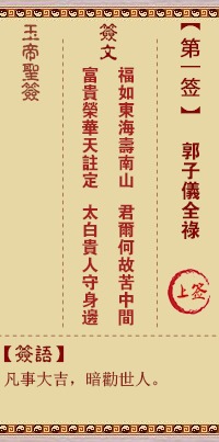 郭子仪全禄灵签和郭子仪全禄有何寓意和象征意义？