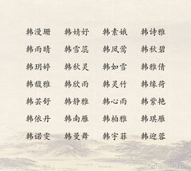 三、 常用且寓意较深刻的韩姓男孩名字示例