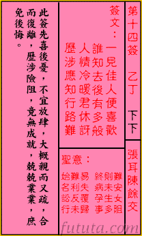 关帝灵签14问姻缘和100签解签姻缘，姻缘运势如何？