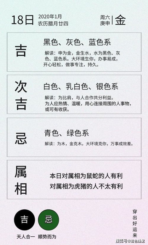 1月18日五行穿衣颜色是什么？1月26日五行穿衣颜色又是什么？