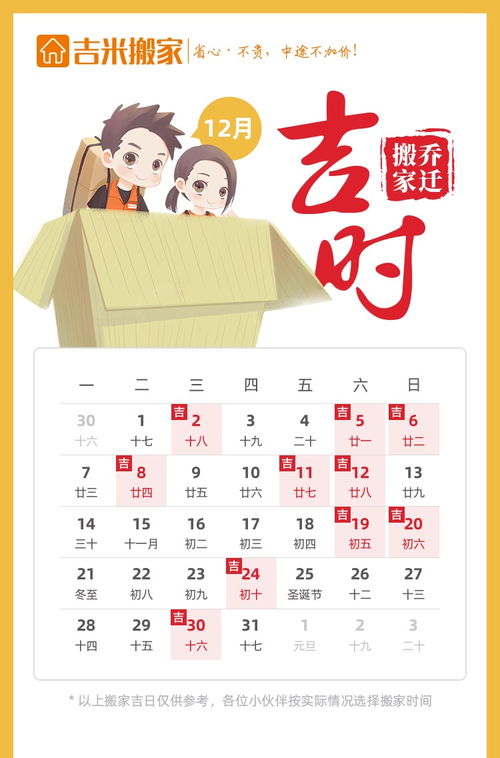 12月黄历中，哪天是适合搬家的吉日？