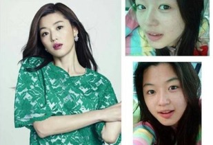 全智贤高清照片中，她的八字眉和精致妆容是如何完美融合的？