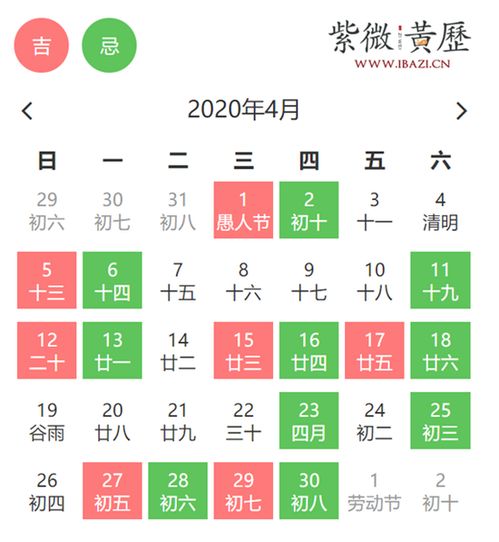 四月份有多少天是黄道吉日？4月份具体有哪些吉日呢？