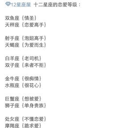 十二星座的等级排名是怎样的？
