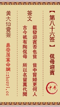 香港黄大仙灵签小程序中，黄大仙灵签八十六全解如何解读？