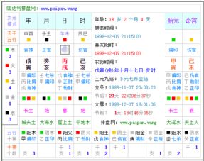 1998年5月生的八字对照书里，我的生辰八字是什么？