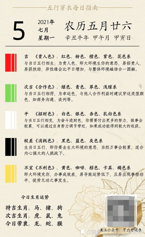 7月5日到11日五行穿衣搭配应该怎么选择？