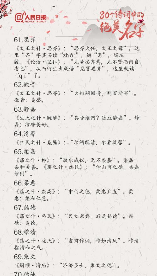 有哪些古诗词可依用来给宝宝起名呢？