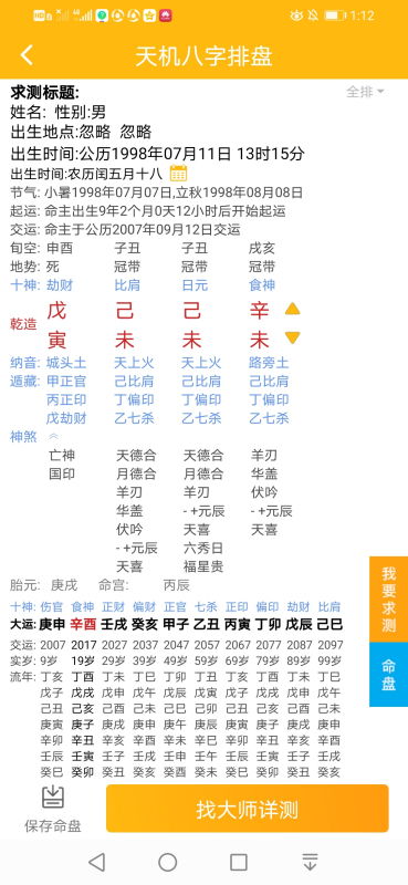 2）五行属性分布及互相制约关系