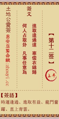 二、 第十二签原文与意象解析