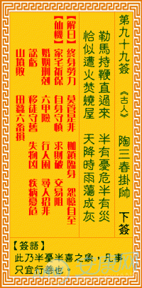 观音灵签第九十九签易安和慈航灵签九十九签分别是什么意思？