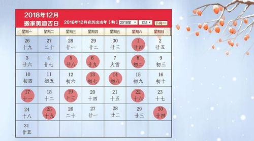 2025年12月搬家吉日查询表，有哪些具体日期适合搬家？