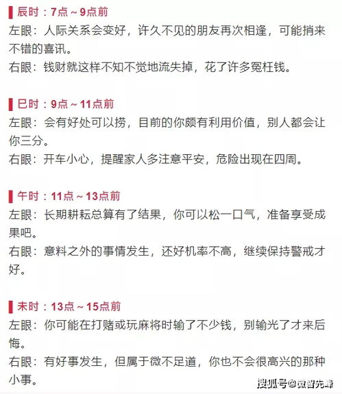 眼皮跳吉凶时辰对照表，十二时辰右眼皮跳是什么吉凶？